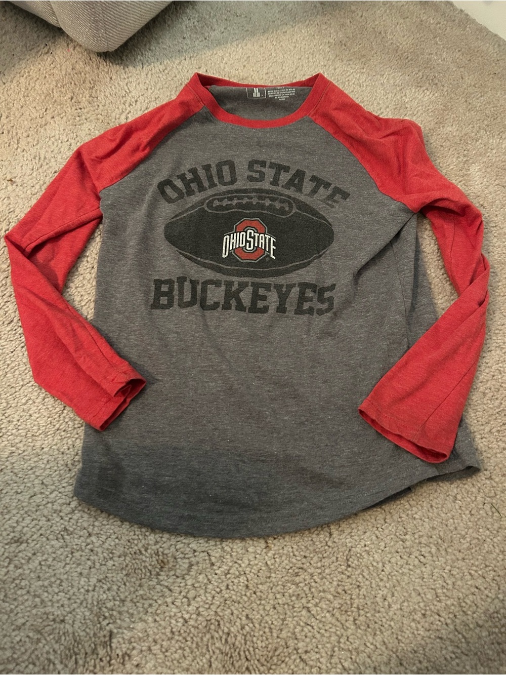 Ohio State Buckeyes Raglan Tee - Gray & Red